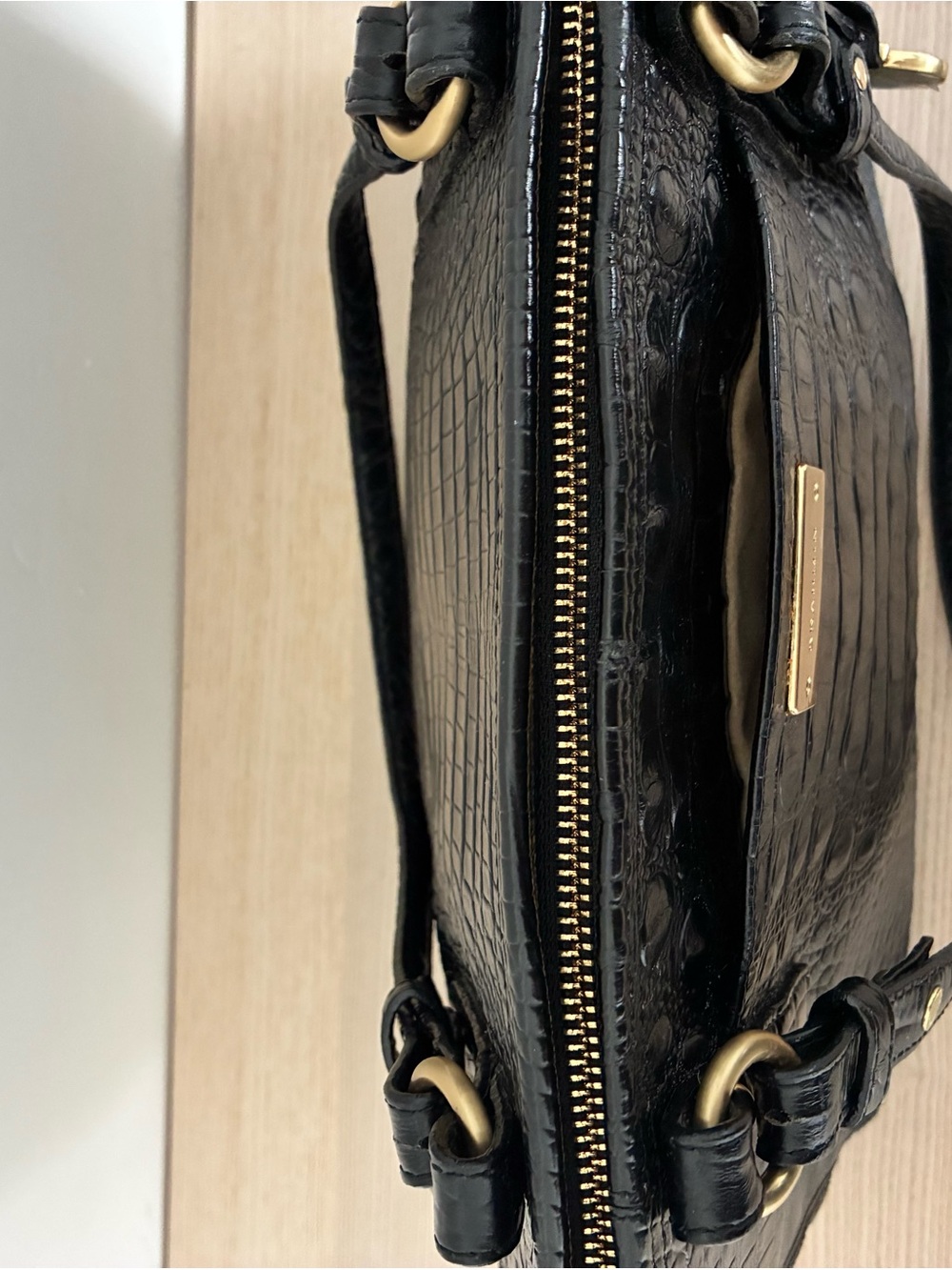Brahmin Black Croc-Embossed Medium Tote - Picture 9 of 11